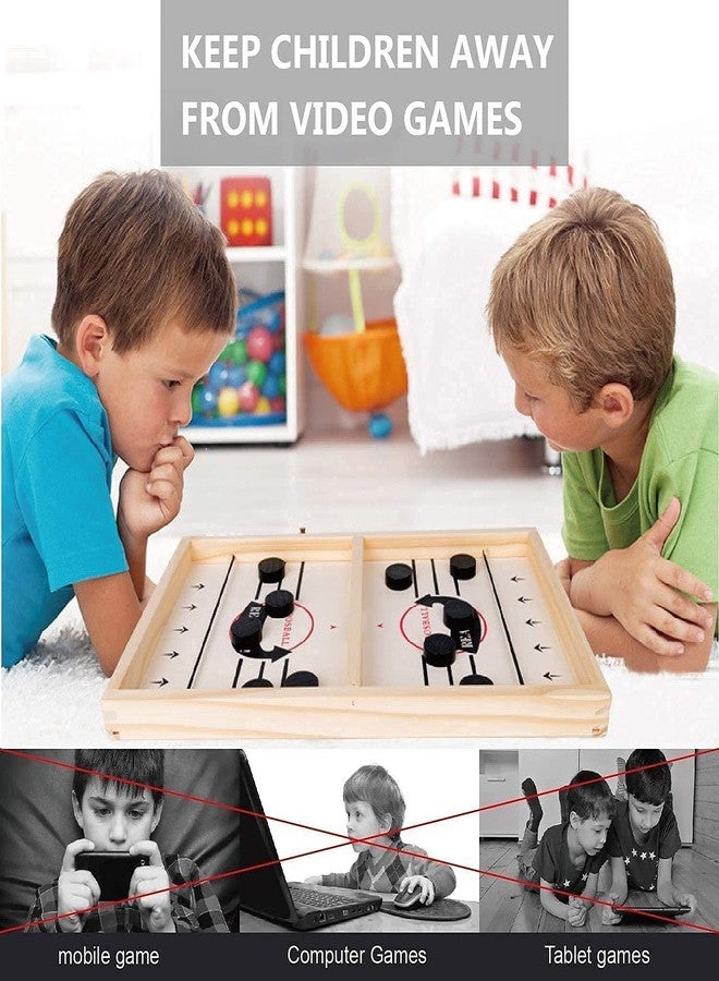 Skywalk Fast Sling Puck Game Board String Hockey Toy | Party Game for Adult Parent Kids Children Family (58 cm, Brown) - Image 4